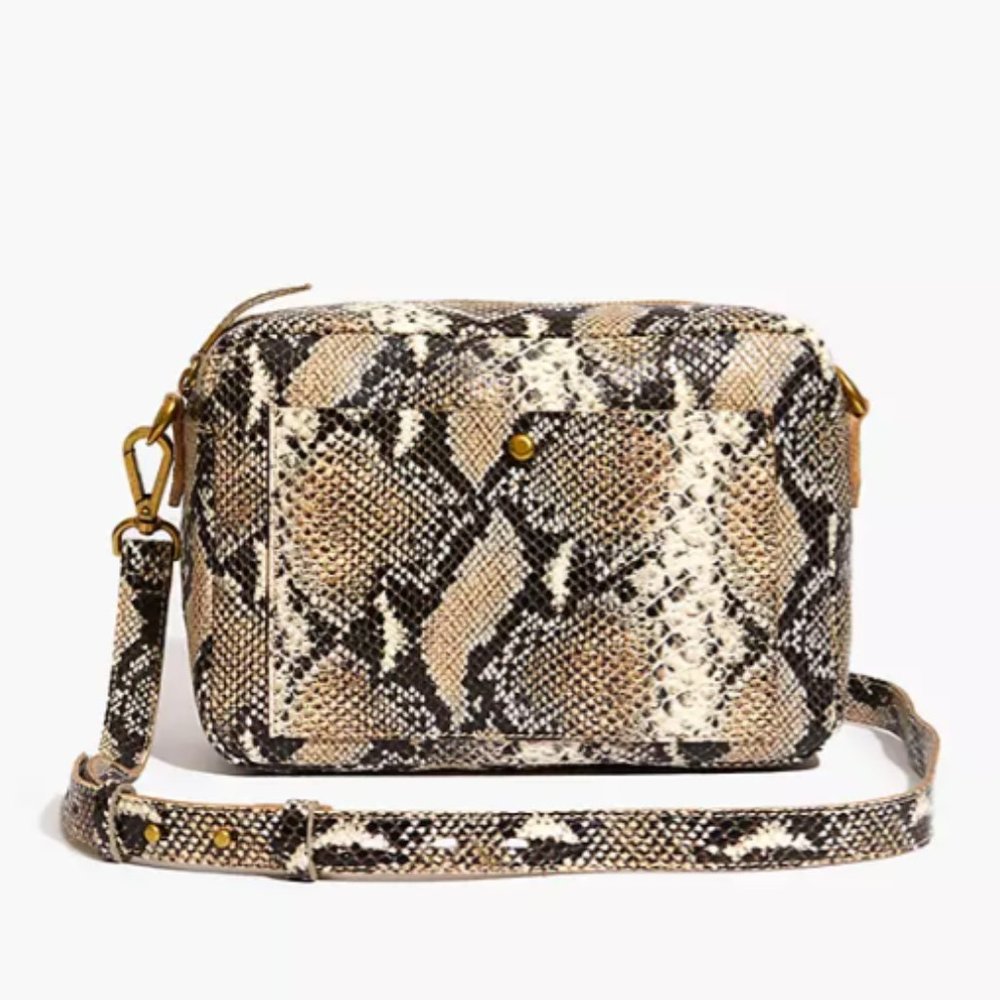 Madewell Large Transport Camera Bag: Snake Embossed Leather Edition